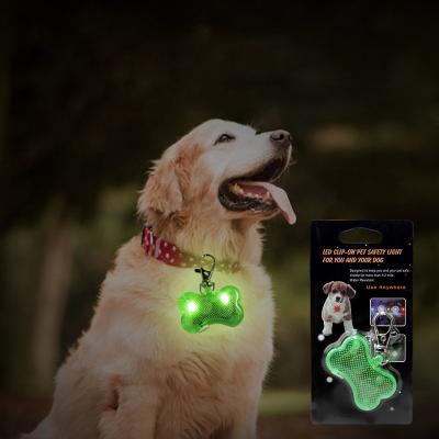 China Silicone Luminous Pet Tag Anti Loss Dog Bone Tag LED Flashing Dog Collar Tag for sale