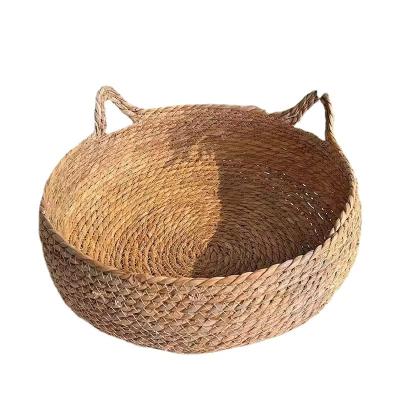 China Removable Straw Pet Beds Washable Warm Four Seasons Universal Cat Rattan Bed for sale