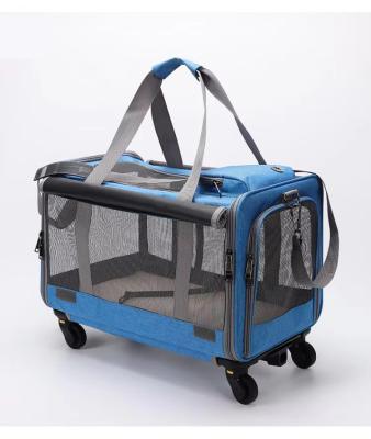 China Breathable Airline Approved Pet Carrier Bag Portable Folding Travel Pet Trolley Carrier for sale