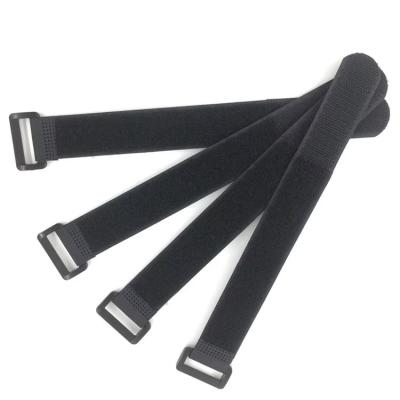 China Nylon Hook And Loop Cable Strap Reusable Self Gripping Strap With Plastic Buckle for sale