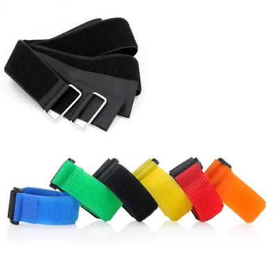 China Reusable Nylon Hook Loop Band Adjustable Fastening Cable Tie Wraps With Metal Buckle for sale