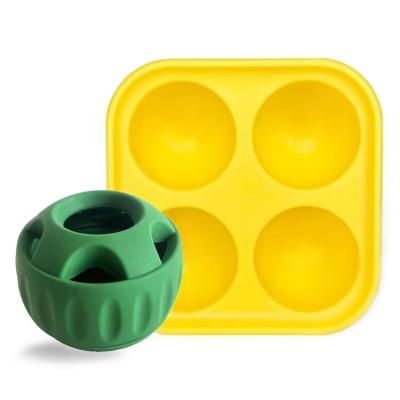 China Refillable Natural Rubber Slow Feeder Dog Ball Easy Clean Silicone Dog Food Ball Toy for sale