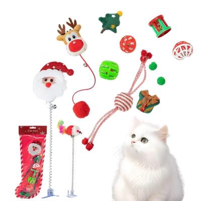 China Interactive Pet Toys For Cats Stuffed Animal Plush Cat Toy Set Christmas Stockings for sale