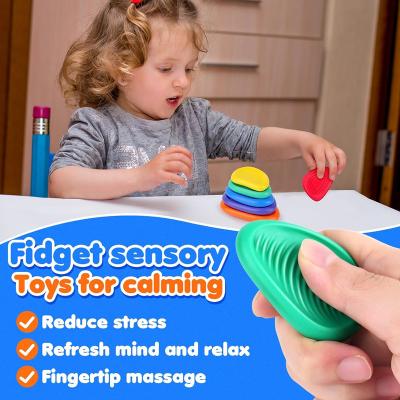 China Food Grade Silicone Fidget Sensory Toy Stones Baby Sensory Teether Toy for sale