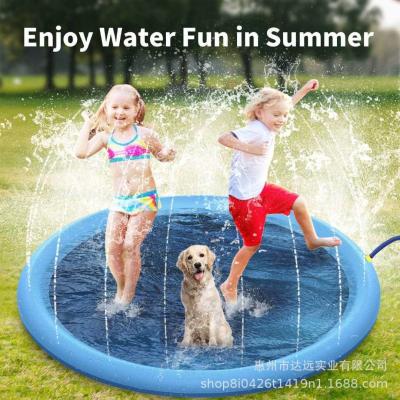 China Outdoor Foldable Kids Swimming Pool Large Puppy Washing Pet Water Toy PVC Sprinkler Mat for sale