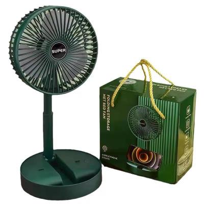 China In Stock Folding Portable Fan Floor Standing Fan USB Rechargeable Wireless Telescopic Fans With Promotional Gift Box for sale