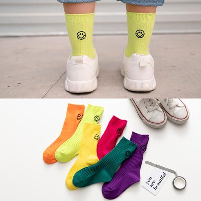 China Sustainable Spring Smiles Baby Socks Hot Sales Kids Cotton Socks Smile Face Designer Girls and Boys Socks for sale