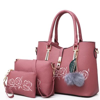 China Lady New Korean ladies bag three-piece fashion handbags wild single shoulder messenger mother flower bag for sale