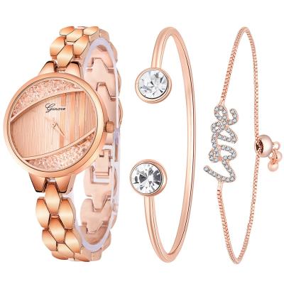 China Luxury Mirror Ladies Diamond Fashion Bangle Watch Set Non-Specific Women's Ginave Casual Smooth Quartz Wristwatches for sale