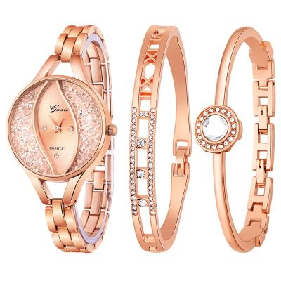 China Non-specific 3 Pcs Set Ginave Watch Women Sink Diamond Bracelet Watch Luxury Jewelry Ladies Girl Female Hour Quartz Casual Wristwatches Sand for sale