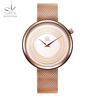 China Shengke Rose Gold Watch Luxury SK Top Brand Women Feminino Relogio Water Resistant Women's Wrist Watch 0094 for sale