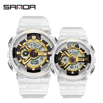 China 892 Alarm SANDA 298 Brand Lover Sports Watch Couple Multifunction Waterproof Dual Display Men Women Quartz Digital Military Watch for sale