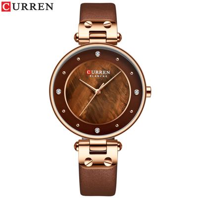 China Simple Water Resistant CURREN Rhinestones Charming Watch For Ladies Quartz Watches Dress Feminine Women's Leather Strap Clock Wristwatch Watch for sale