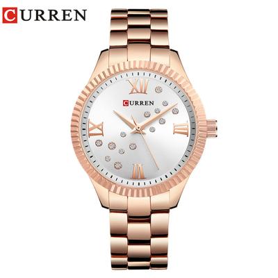 China New CURREN Water Resistant Watch Women Rhinestone Quartz Wristwatch Ladies Dress Clock Female Rose Gold reloj mujer 9009 de feminino de relogio for sale