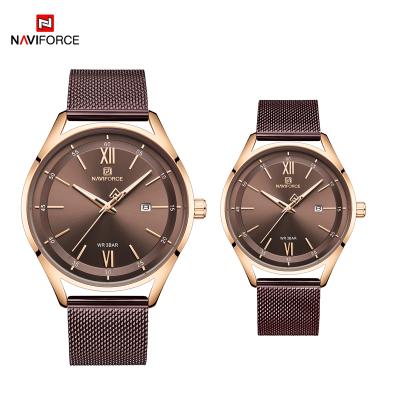 China Full Calendar NAVIFORCE 3013 Brand Fashion Couple Watches Waterproof Date Luxury Clock Lovers Stainless Steel Men Women Quartz Watch for sale