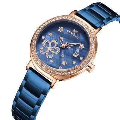 China Analog calendar NAVIFORCE clock fashion 5016 brand women quartz date watch stainless steel luxury waterproof full strap ladies wristwatch for sale