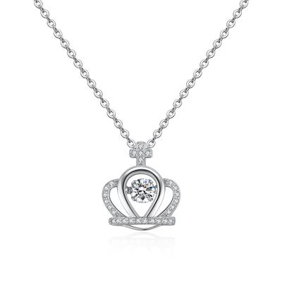 China European and American crown S925 ladies necklace fashion hollow silver sterling silver smart micro-inlaid pendant for sale