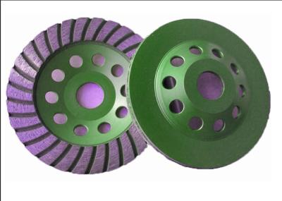 China 105mm 4 Diamond Turbo Cup Wheel , Diamond Concrete Grinding Disc Green Color for sale