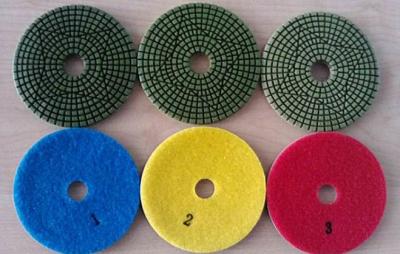 China Green Type 3 Steps 4 Inch Wet Diamond Floor Polishing Pads For Granite Marble for sale