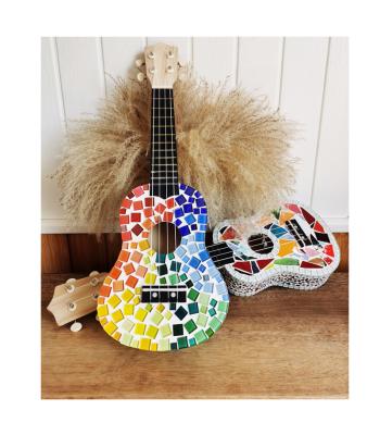 China Basswood Painted 21 Inch DIY Ukulele Kit Soprano Hawaii Guitar Handwork  Kit Installation Tools For Kids Custom Design Beginners for sale