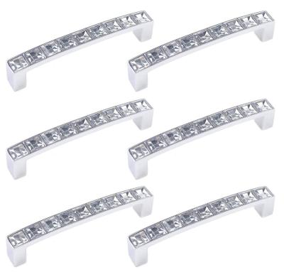 China Contemporary New Design Gorgeousness Luxury Cabinet Drawer Pulls Bathroom Diamond Crystal Handle Golden Window Door Sideboard Knob for sale