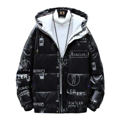 China Winter Wooled Printed Reflective Thick Waterproof Outdoor Goose Men's Down Jacket for sale