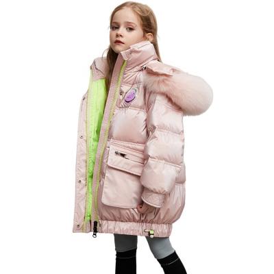 China Wholesale Breathable White Duck Down Long Thick Medium Length Girls Down Stripper Jacket With Hood for sale