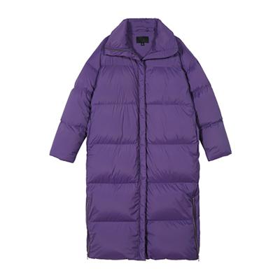 China Factory direct supplier pure color purple women Anti-wrinkle down long jacket stripper jacket for sale