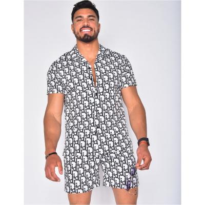 China New type anti-shrink good price men's range wear custom set shirt with shorts custom logo floral printed casual shirt for sale