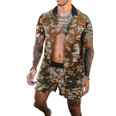 China New Style Men's Hawaiian Beach Shirts Set Anti-shrink Floral Print 2 Piece Stylish Casual Wear Tops Sale for sale