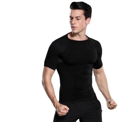 China New Summer Men's Short Sleeve Sportswear Seamless Tight Breathable Honeycomb Short Sleeve Body Shaping Sportswear T-shirt for sale