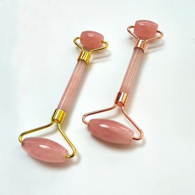 China 100% Metal Body Quartz Therapy Hand Held Magnetic Shoulder Jade Gold Eye Face Crystal Massage Stick Natural Magic Multi-speed Rose Pink Jade for sale