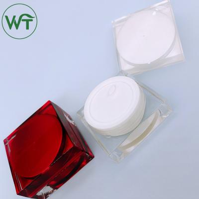 China 30g Cosmetic White Acrylic Cream Bottle Manufacturer Red Square Packaging Material Packaging Material Custom Acrylic Lotion Bottle for sale