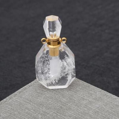 China 20g Cosmetic Custom Luxury Colorful Amethyst Rose Clear Quartz Mini Crystal Perfume Bottle Pendant For Necklace for sale