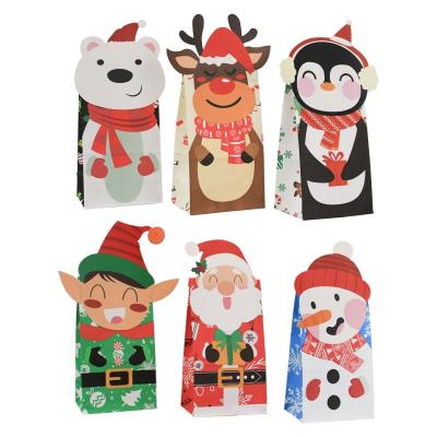 China 2022 Recyclable Hot Christmas Gift Bag Presents Cookies Goodies Paper Christmas Theme Kraft Paper Bag For Christmas Party for sale