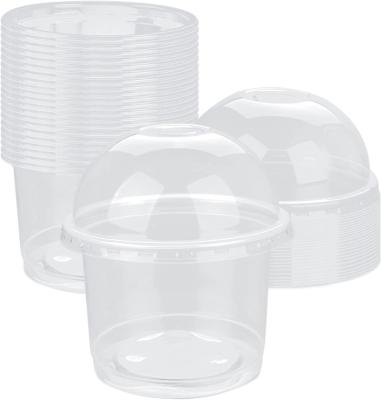 China Stocked Potluck Party Fruit Cup Disposable Dome Cover Clear Plastic Cup Packing Hot And Cold Available for sale