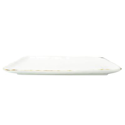 China Ceramic House Dish White Rectangular Ceramic Serving Tray Tray For Appetizer Dessert for sale