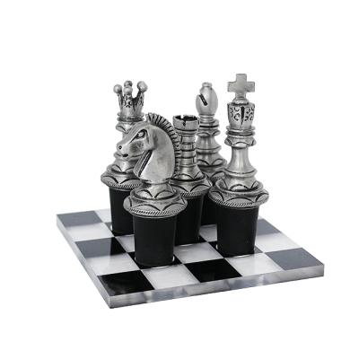 China Various set of 5 chess corks with acrylic holder for wine bottle for sale