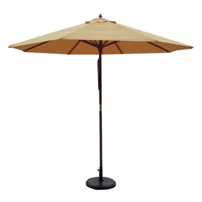 China Modern High End Outdoor Middle-Pillar Wooden Furniture Straight-Pole Parasol for sale