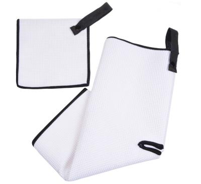 China Wholesale Golf Club Accessories Metal Embroidery Waffle Microfiber Golf Towels with Customize Logo Te koop