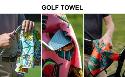 China Hoogwaardige OEM Custom Golf Printing Handdoek Microfiber Waffle Golf Handdoek Te koop