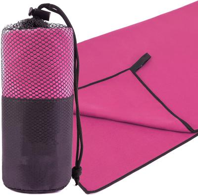 China Custom Printed Quick Dry Fast Drying Gym Yoga Sports Microfibre Towel With Mesh Bag for sale