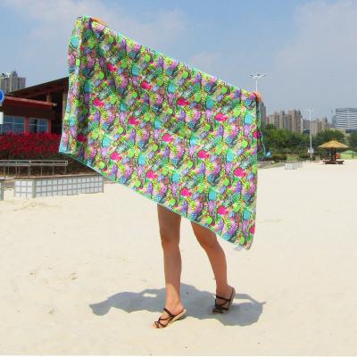 China Quick Dry Custom Sublimation Printed Suede Microfiber Print Recycled Sand Free Beach Towel With Logo for sale