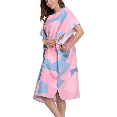 China Personal Design Printing Adult Soft Windproof Microfiber Custom Surf Hooded Microfiber Poncho Towel for sale