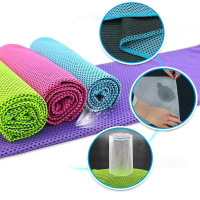 China Customized Logo Print Super Dry Sports Microfiber Towel Arctic Cool Towel With Bottle Woven Technique For Adults In Camp for sale