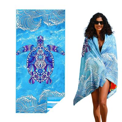 China Lightweight Custom Photo Luxury White Sublimation Digital Transfer Design Microfiber Printed Beach Towels Blanket for sale