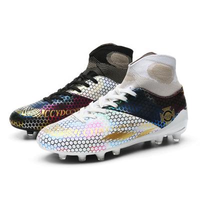 China Hot Selling Teenager Colorful High Top Sports Artificial Football Game Leisure Turf Sport Shoes Soccer Boots Shoes for sale