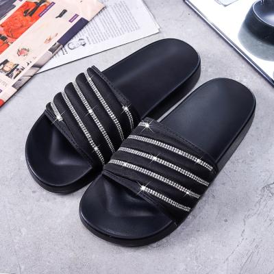 China Wholesale Slope Rhinestone Drill Slippers Ladies Fashion Trend Leisure Outdoor Women's Flip Flops Slippers for sale