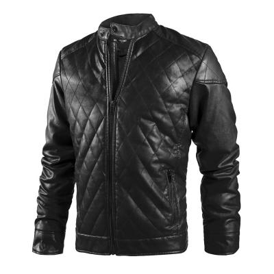 China Fashion QUICK DRY European Winter Coats Stand Collar Velvet PU Faux Leather Jacket Biker Motorcycle Jacket For Men for sale