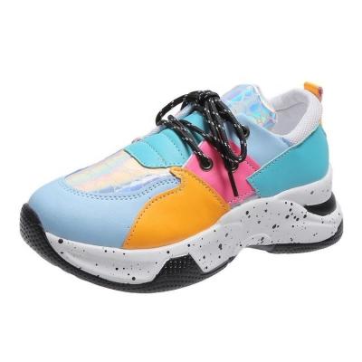 China Fashion Trend Style Orange Cushioning New Lace Up Color Matching Causal Round Toe Thick Bottom Low Top Sports Walking Shoes Women for sale